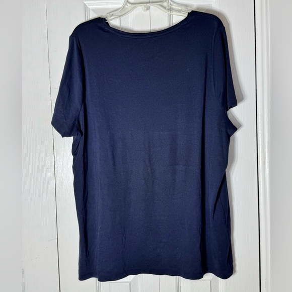 Talbots Blue Short Sleeve Tee with Sequins - Picture 2 of 4